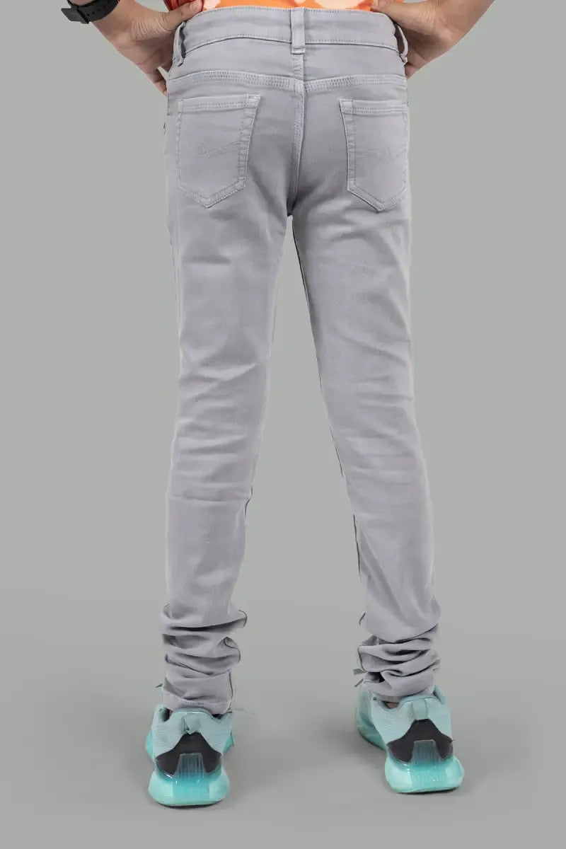Slim Fit Casual Jeans for Boy - Grey - View 12