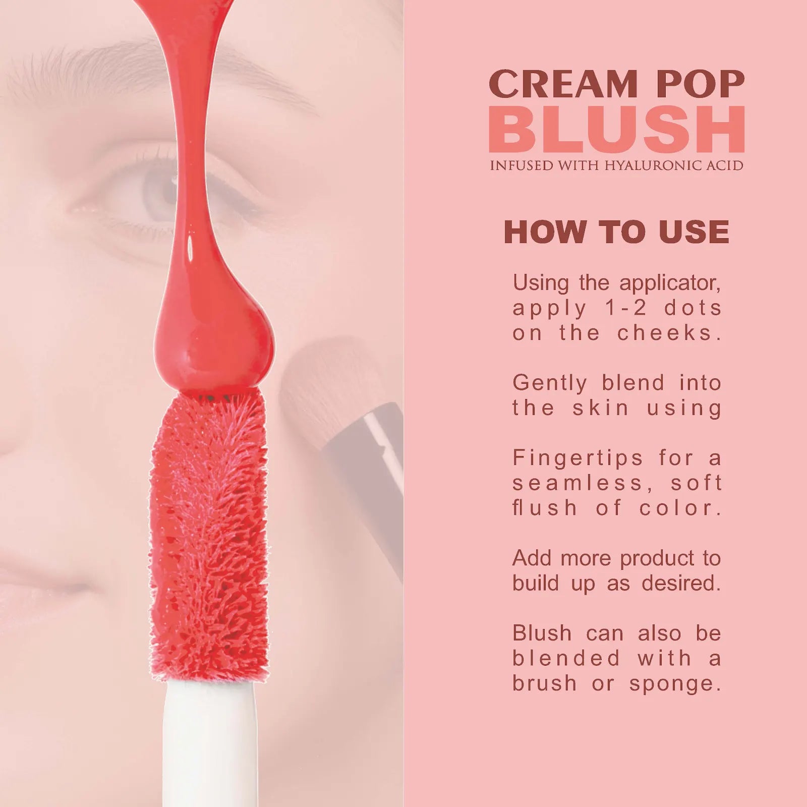 Love Earth Cream Pop Blush - Zinnia| Hyaluronic Acid | Smooth, Lightweight, Long-Lasting | Dewy Finish, Easily Blendable| Everyday Natural Glow | Suitable for All Skin Types -2ML
