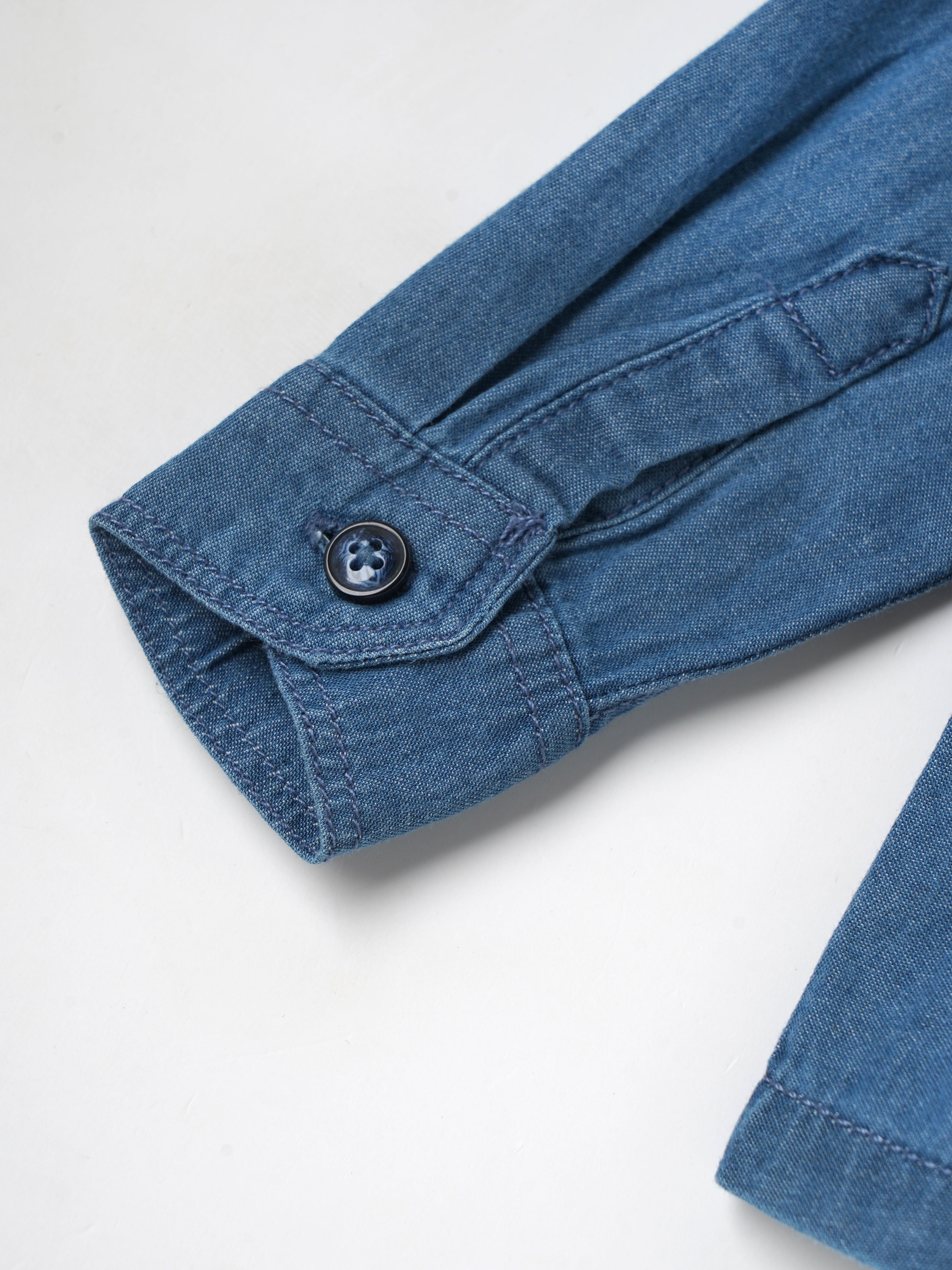Popees Baby Boys Full Sleeve Denim Shirt| Blue| 3-36 Months - Image 3