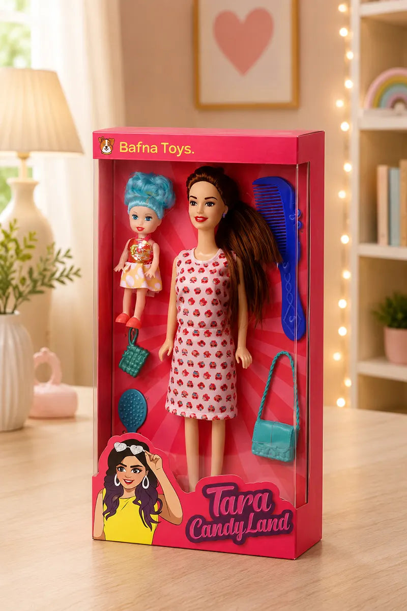 Tara Barbie Doll with Accessories- Candy Land Set (Color May Vary)