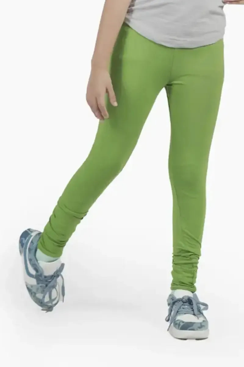 Girl's Cotton Lycra Blend Solid Leggings - Grey - View 7
