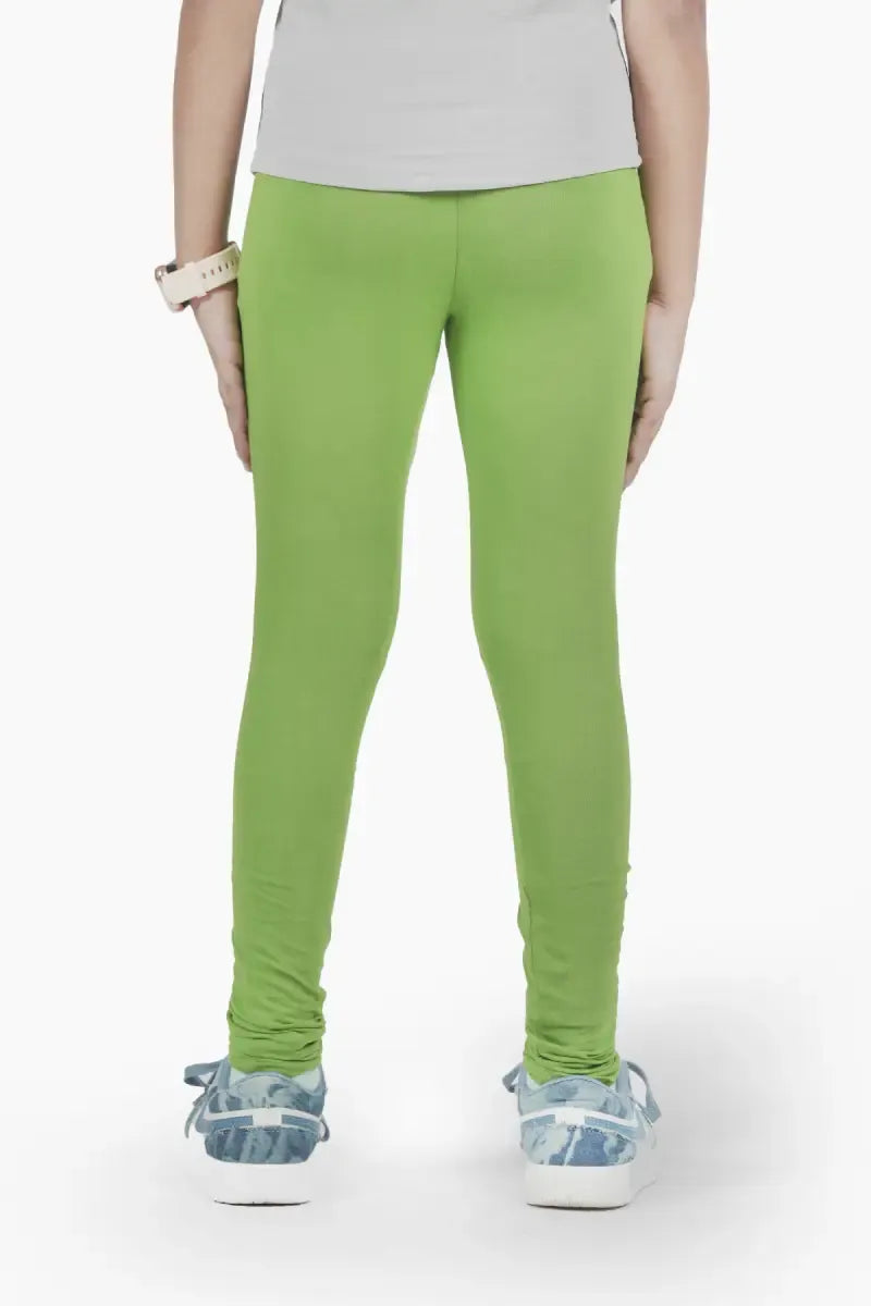 Girl's Cotton Lycra Blend Solid Leggings - Grey - View 8