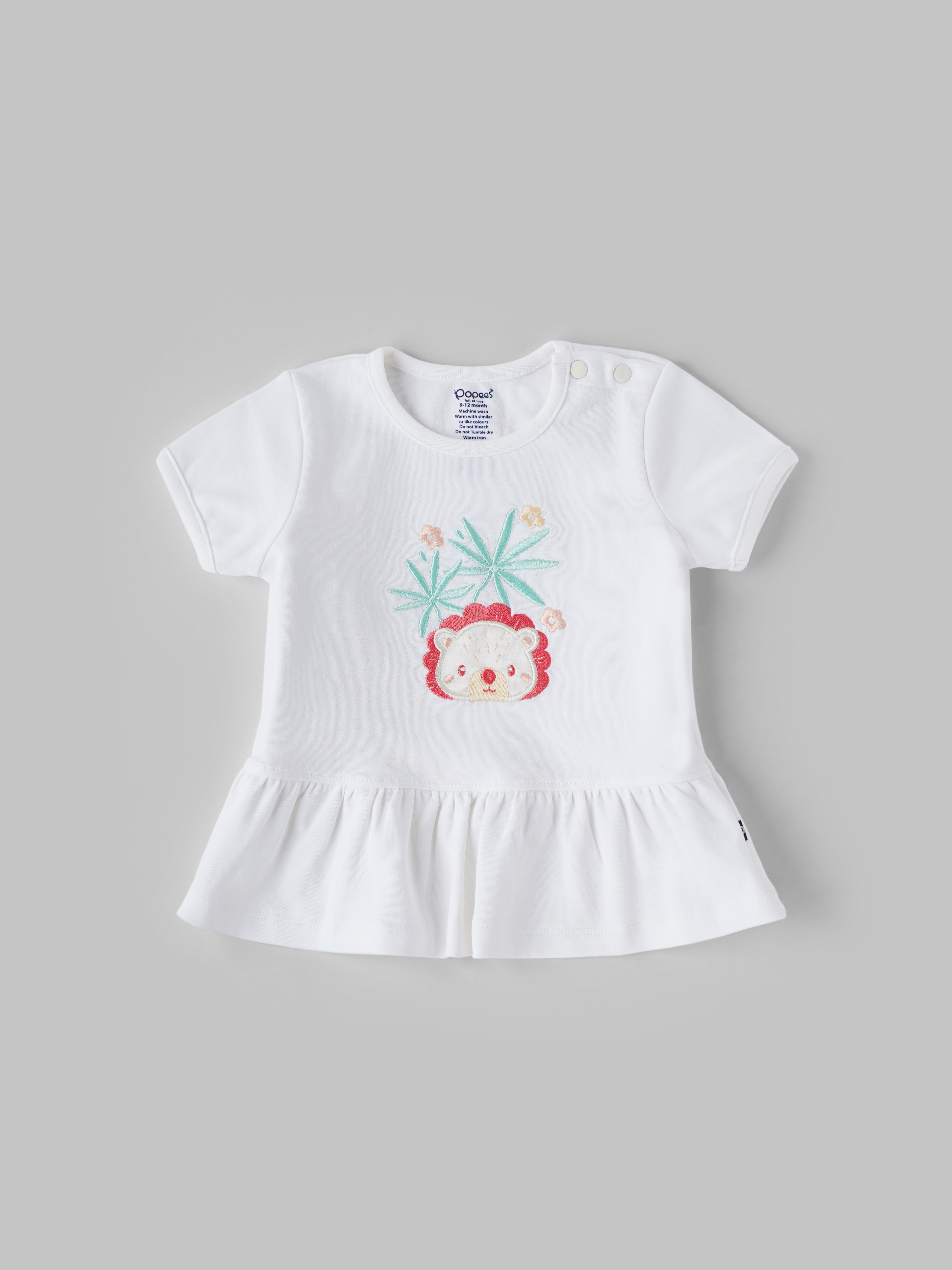 Popees Short Sleeve (3–36 Months) Chest Printed Top for Newborn Girls - Image 1