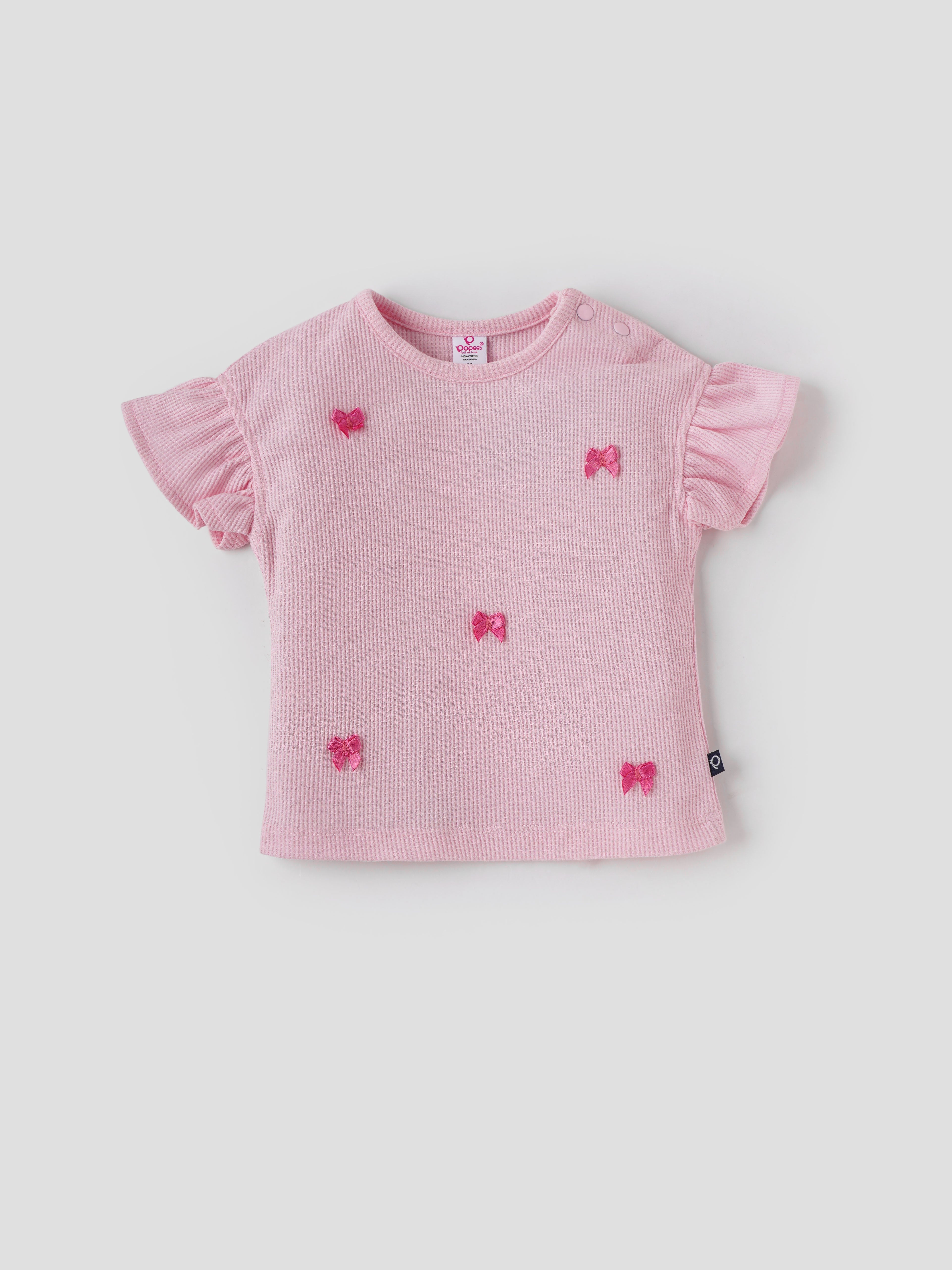 Popees Short Sleeve Shoulder-Open Top (3–24 Months) – Soft & Comfortable Tee for Baby Girls - Image 1