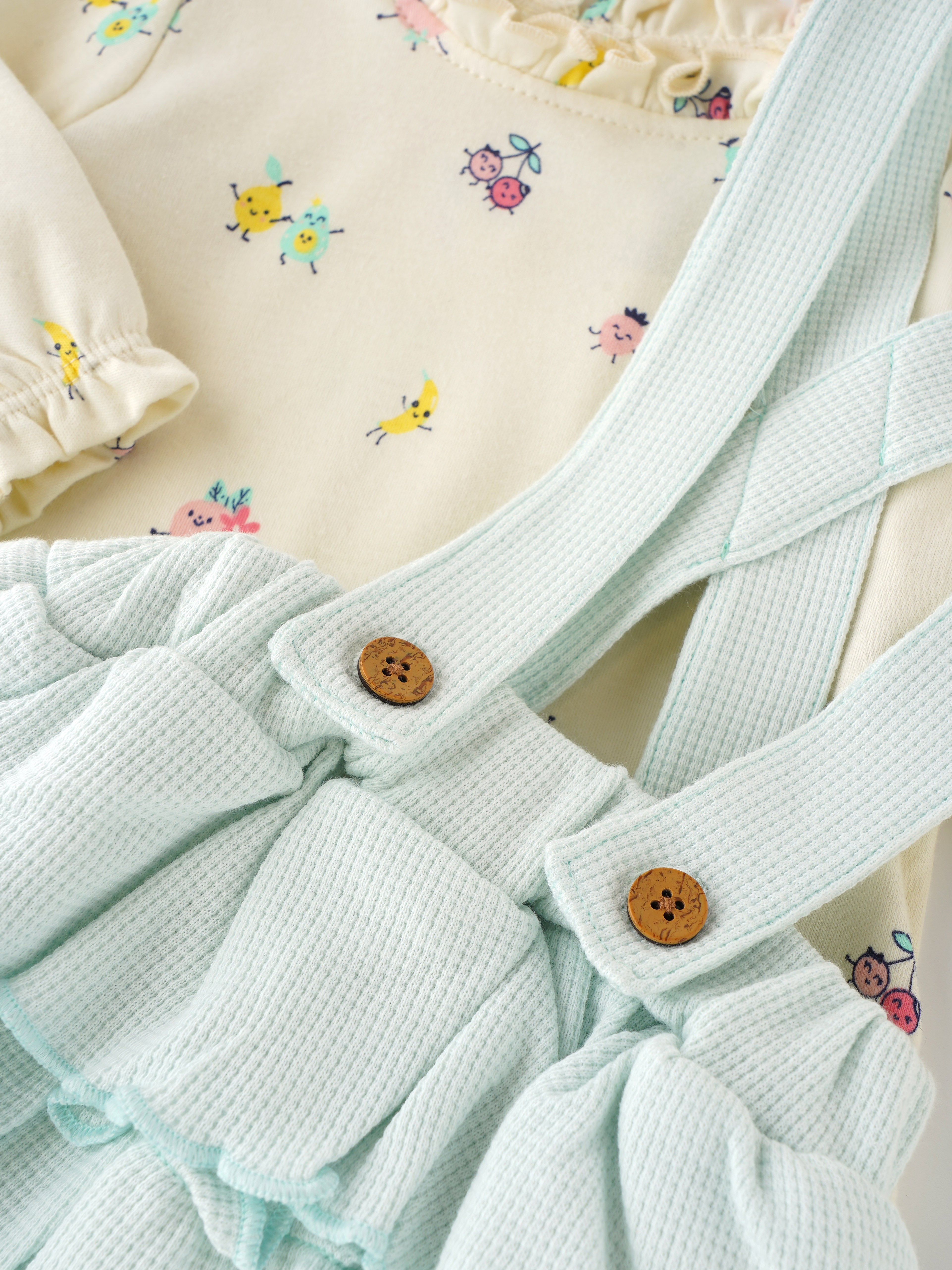 Popees Stylish Dungaree Style Bodysuit (0-9 Months) for Newborn Girls - Image 3