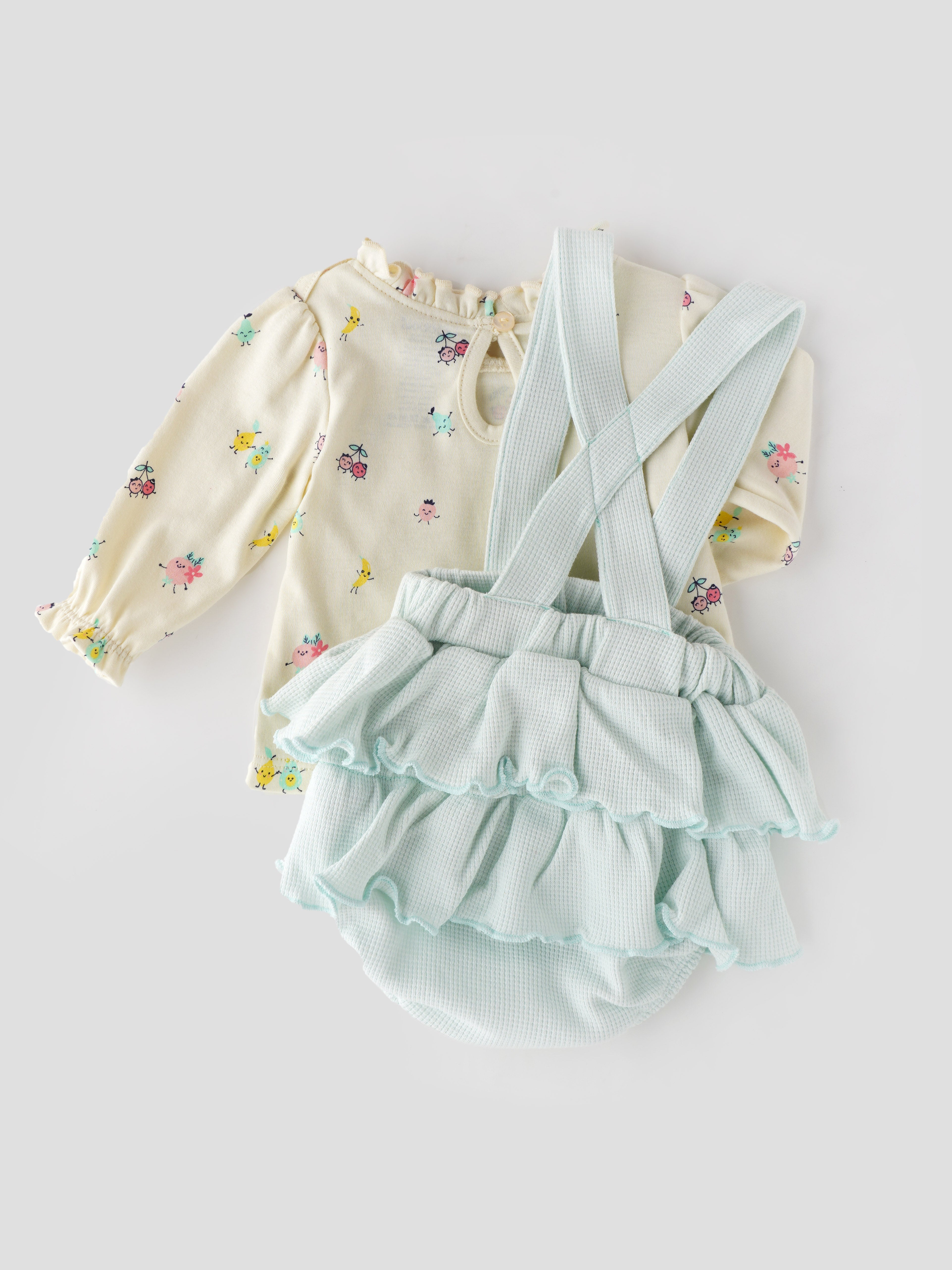 Popees Stylish Dungaree Style Bodysuit (0-9 Months) for Newborn Girls - Image 2