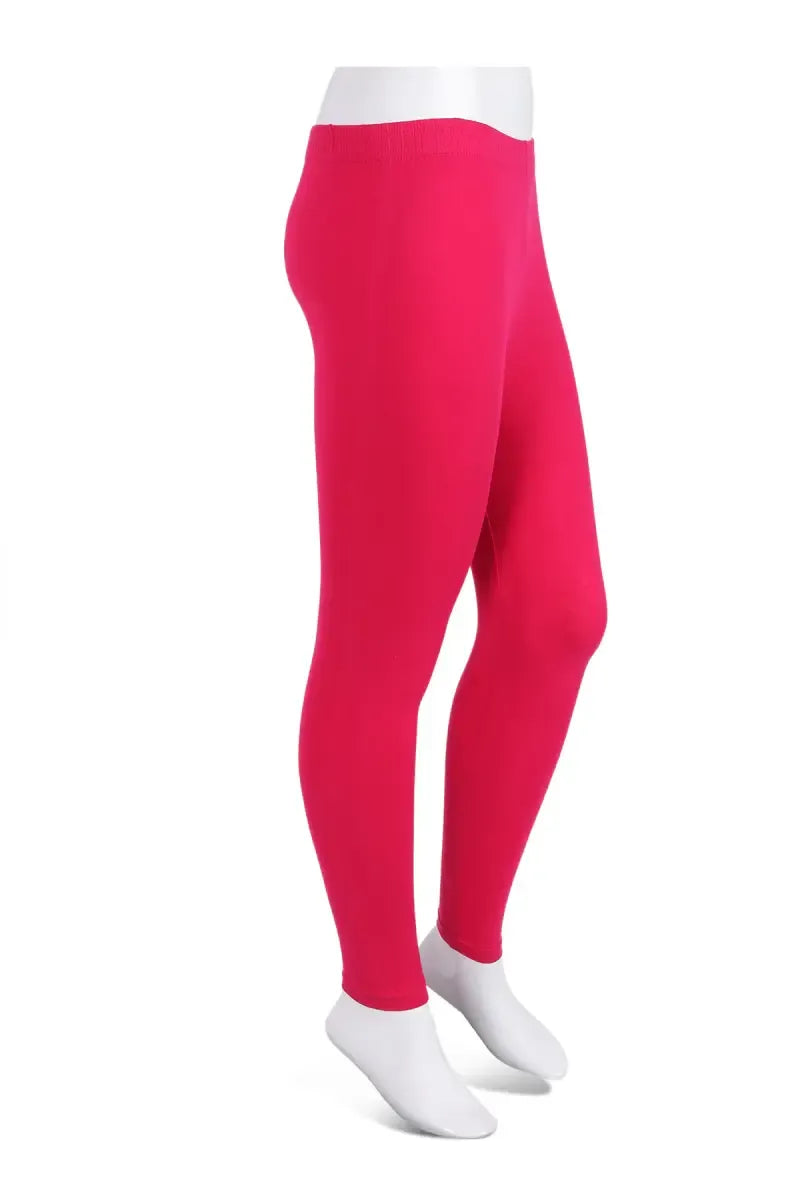 Girl's Cotton Lycra Ankle Length Leggings - Pink - View 2