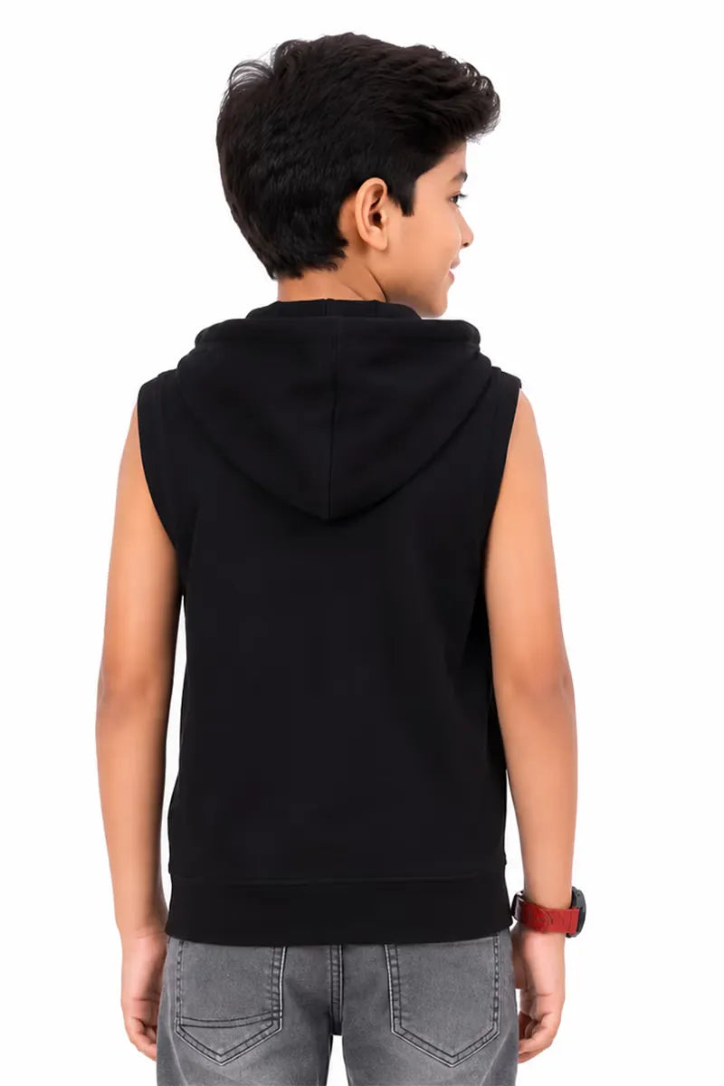 Typographic Print Hoodie for Boy - Black - View 3