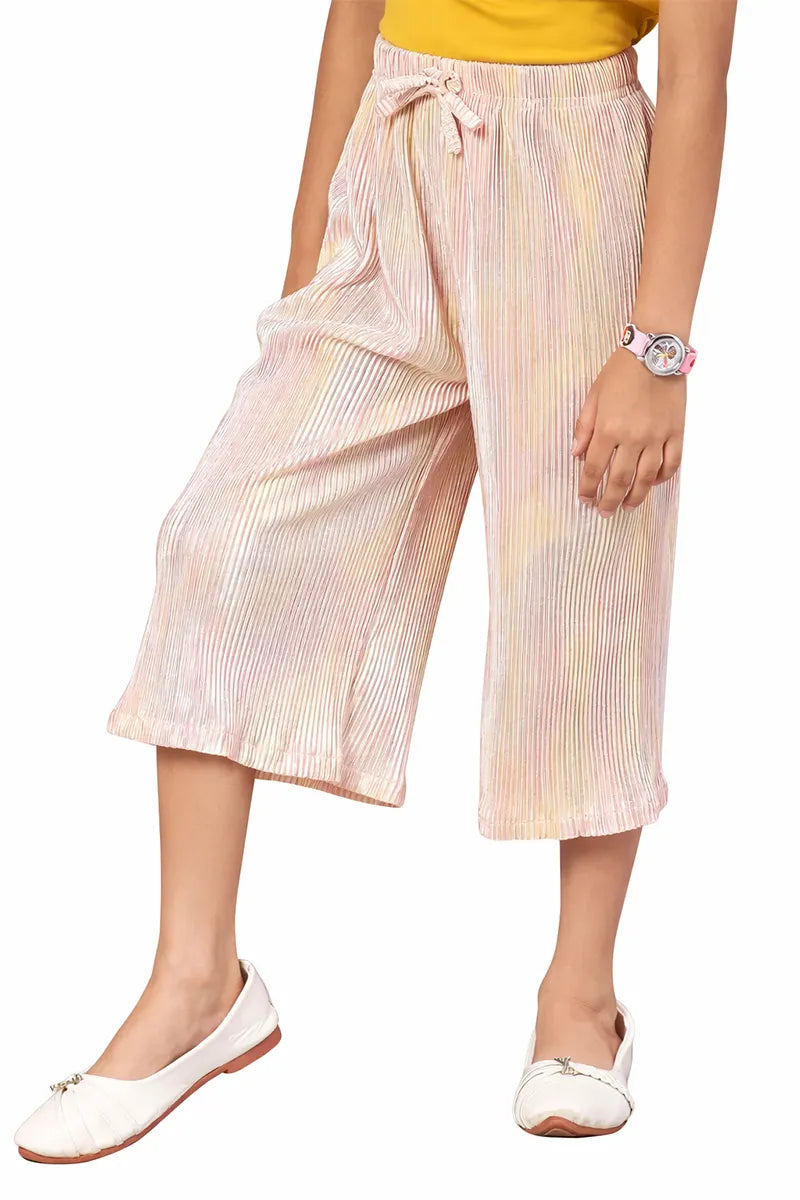 Girl's Nylon Solid Palazzos - Multicolor - View 1