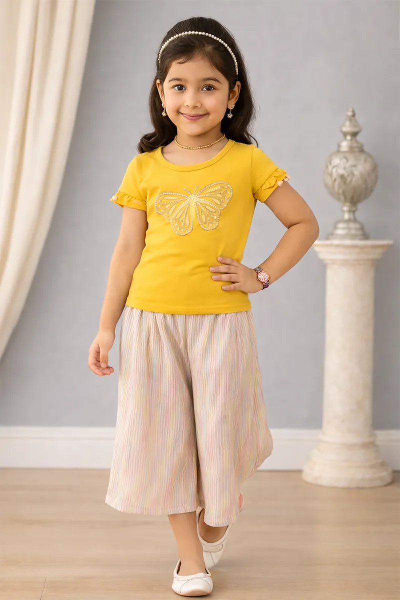 Girl's Nylon Solid Palazzos - Multicolor - View 3