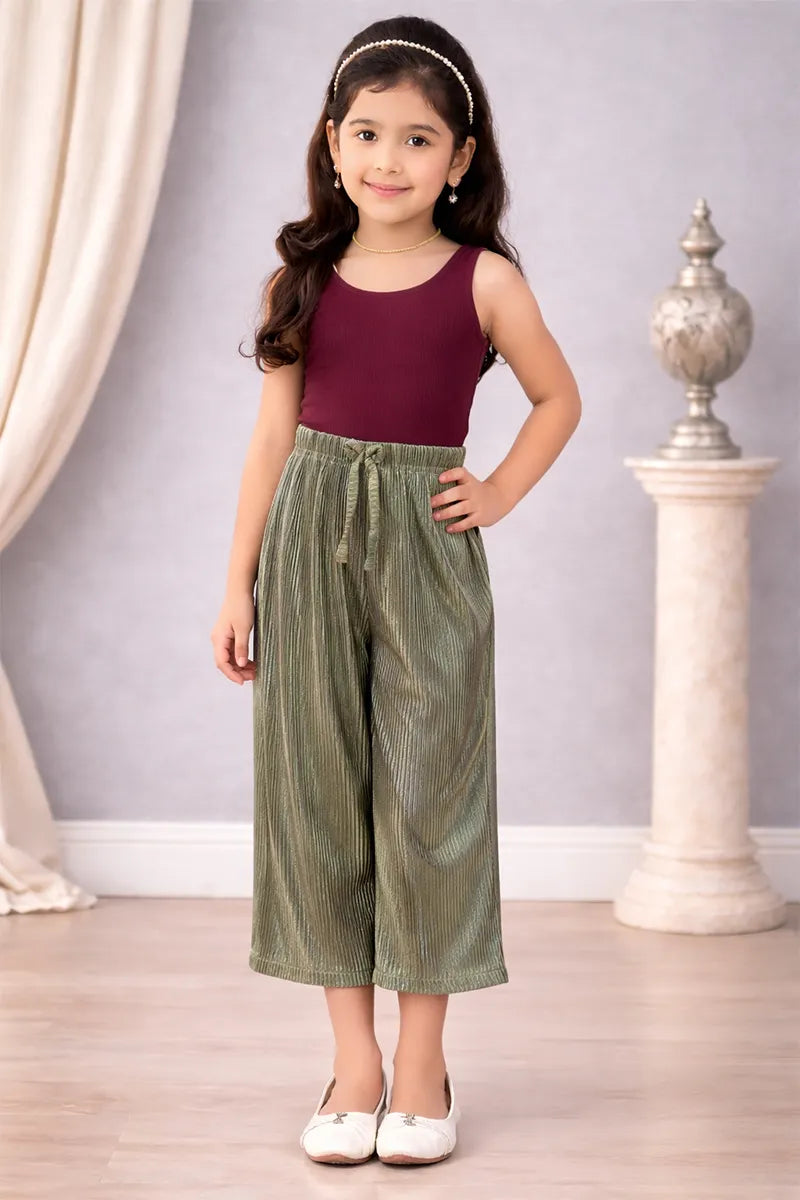 Girl's Nylon Solid Palazzos - Multicolor - View 3