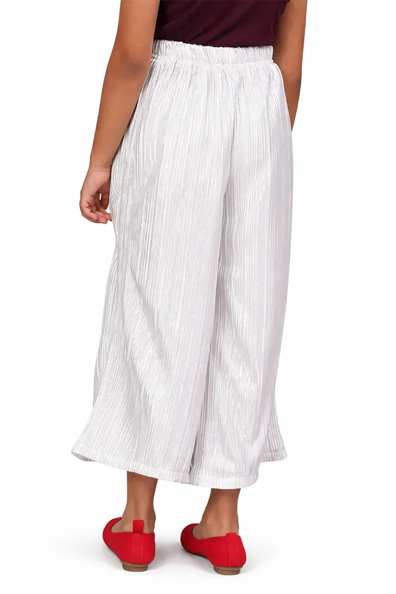 Girl's Nylon Solid Palazzos - Grey - View 2