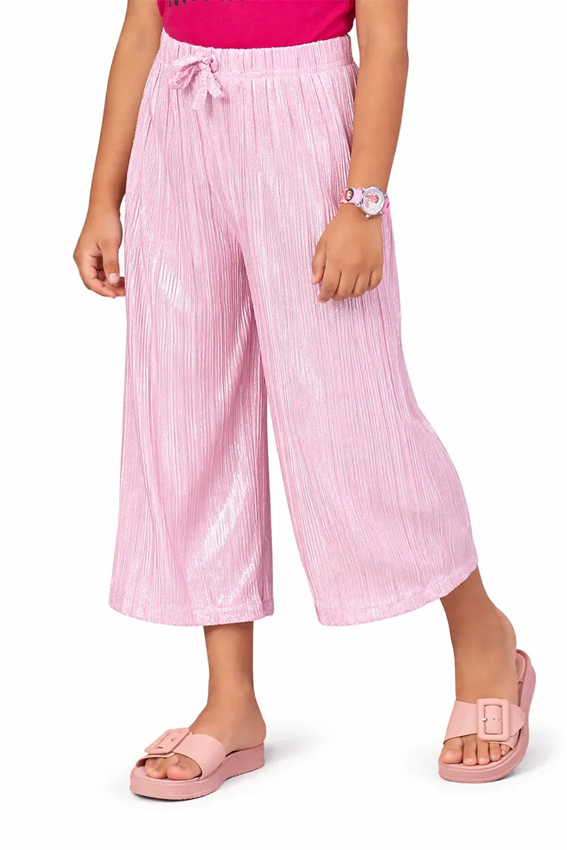 Girl's Nylon Solid Palazzos - Pink - View 7