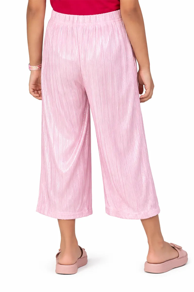 Girl's Nylon Solid Palazzos - Pink - View 8