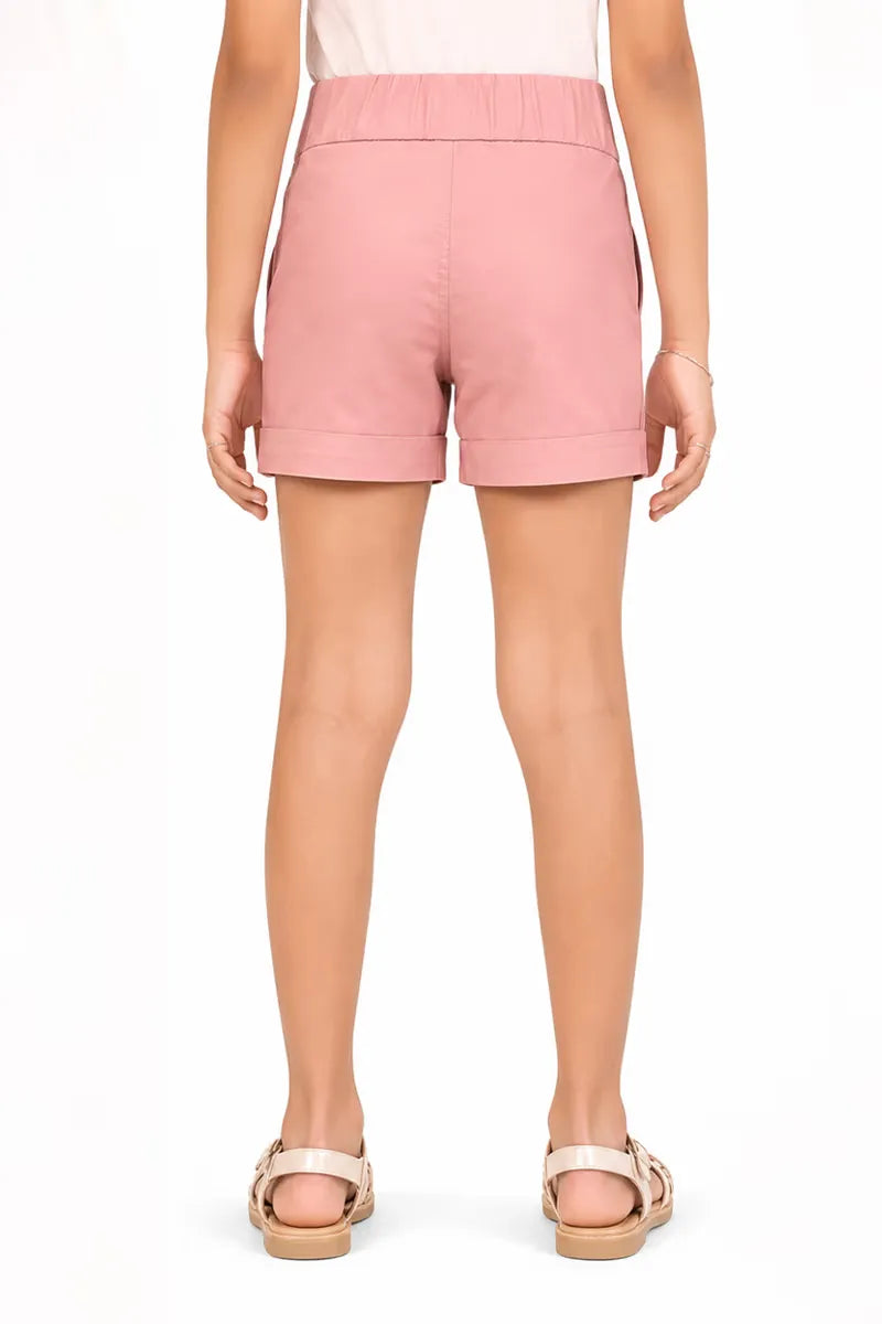 Girl's Polyester Solid Shorts - Peach - View 13