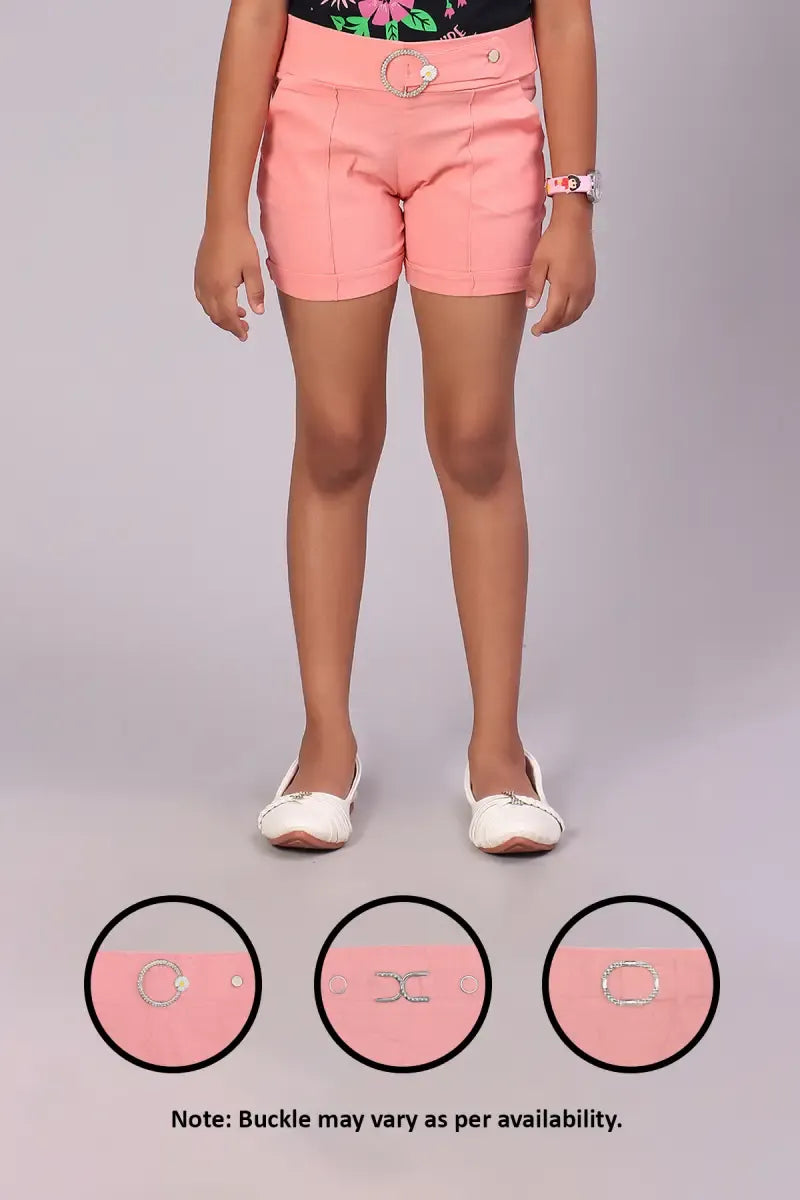 Girl's Polyester Solid Shorts - Pink - View 20