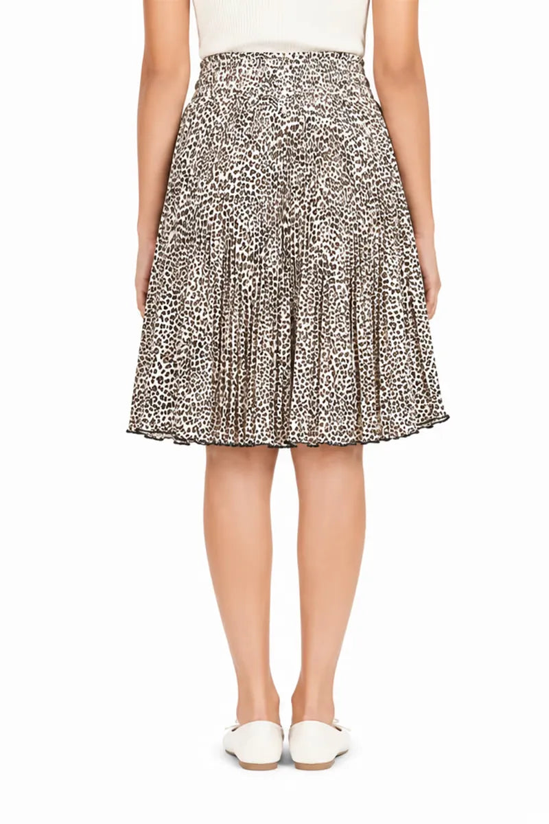 Cotton Crepe Animal Printed Skirt for Girls - Off White - View 3