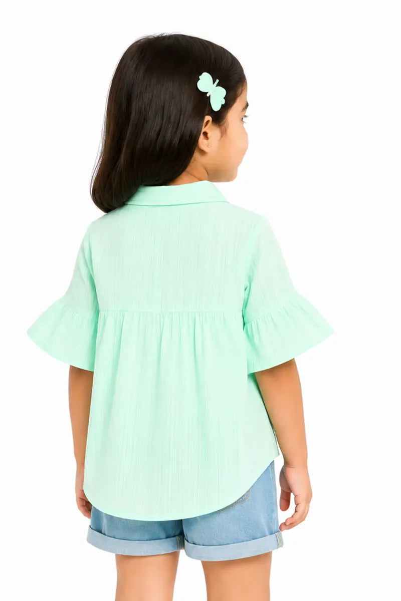 Georgette Striped Top for Girls - Grey - View 3
