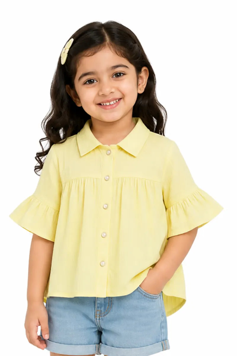 Georgette Striped Top for Girls - Yellow - View 13