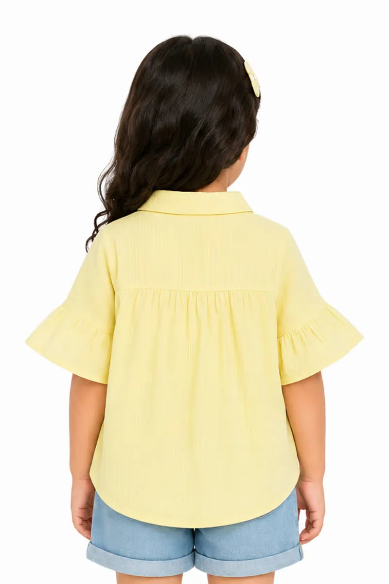 Georgette Striped Top for Girls - Yellow - View 15