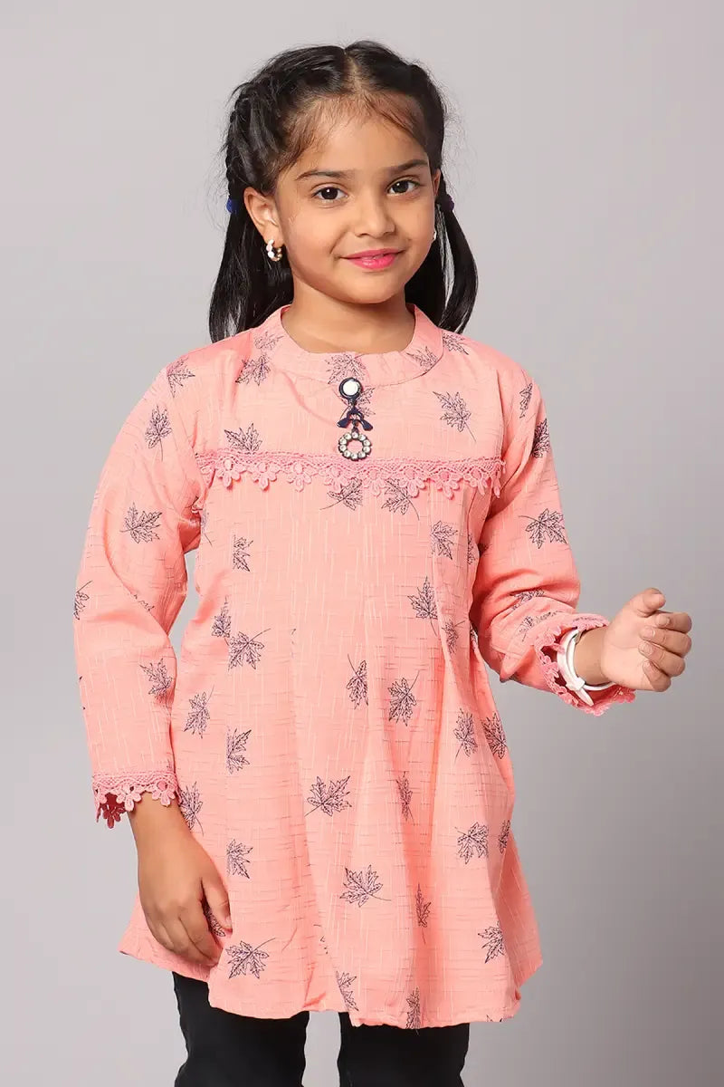 Girl's Polyester Printed Top - Pink - View 3