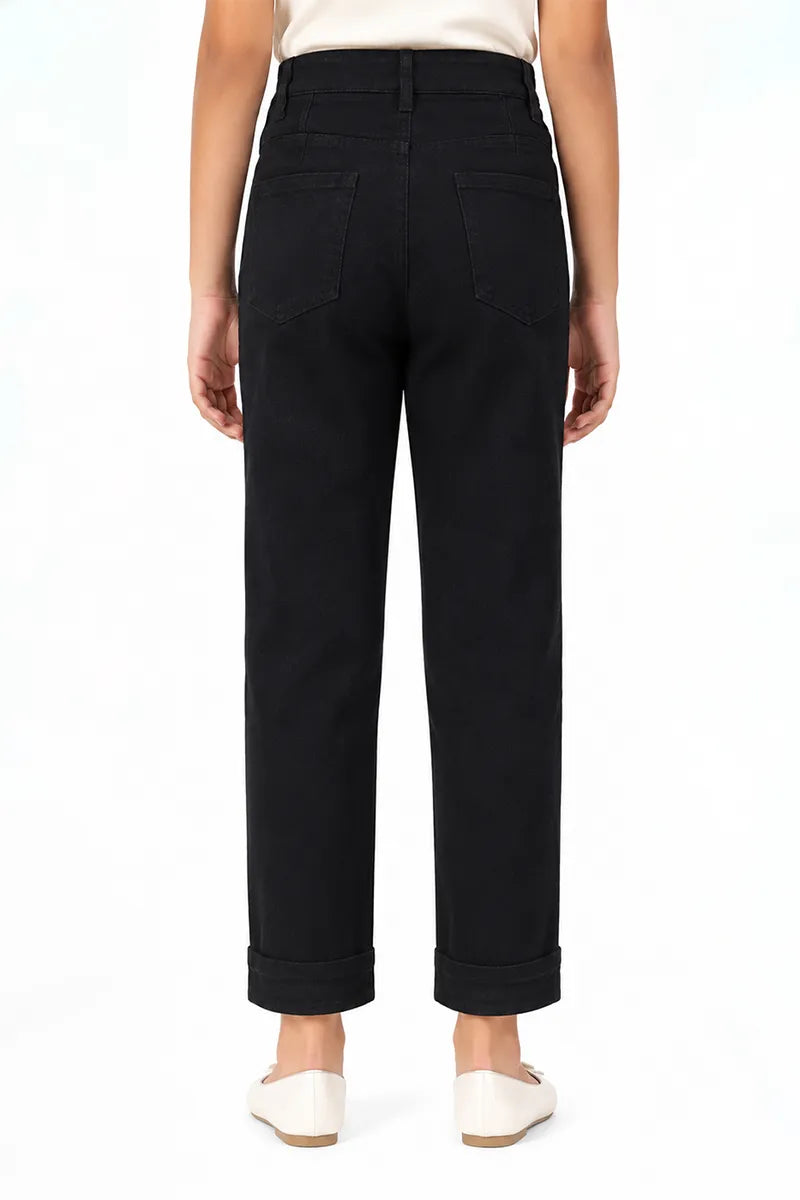 Denim Solid High Rise Jeans for Girls - Black - View 3