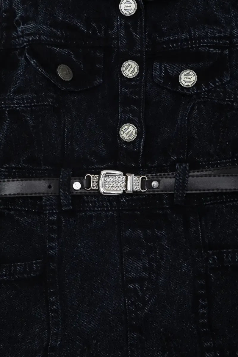Denim Dress for Baby Girl - Black - View 2