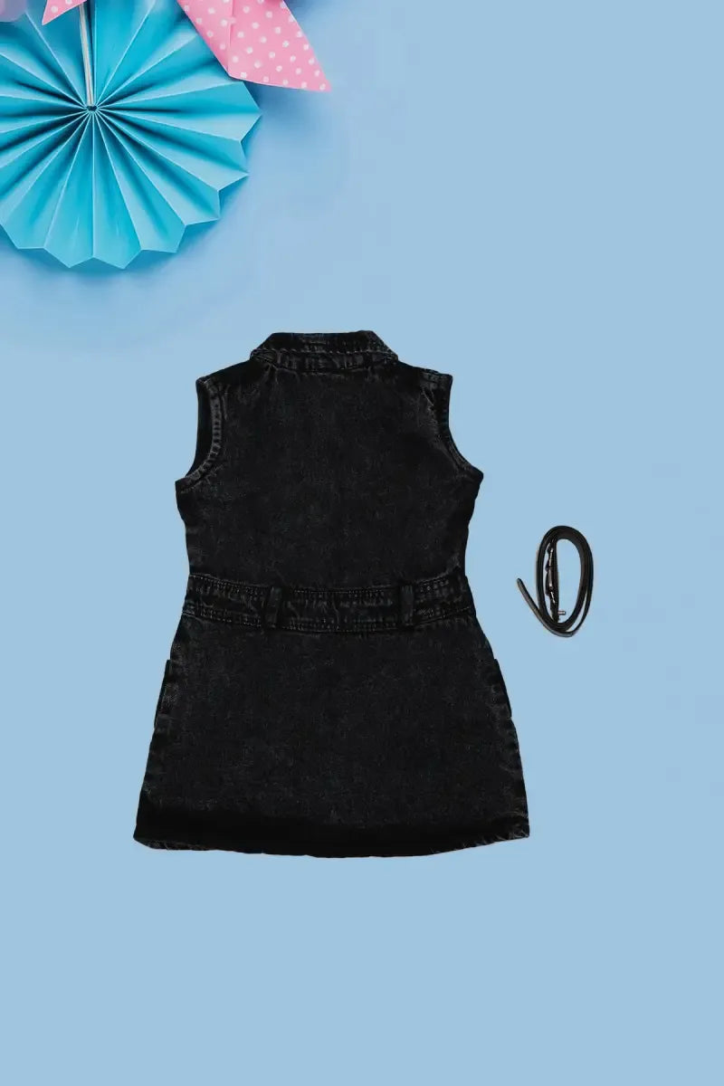 Denim Dress for Baby Girl - Black - View 4