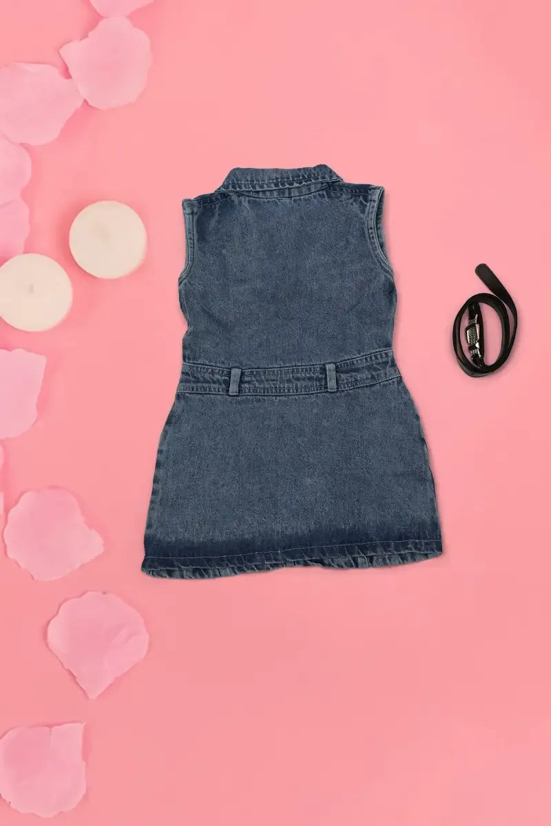 Denim Dress for Baby Girl - Blue - View 6