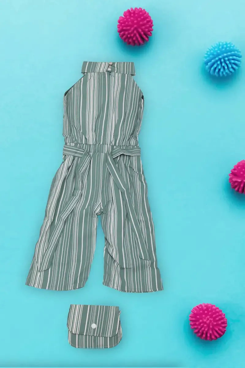 Jumpsuit with Sling Bag for Baby Girl - Grey - View 2