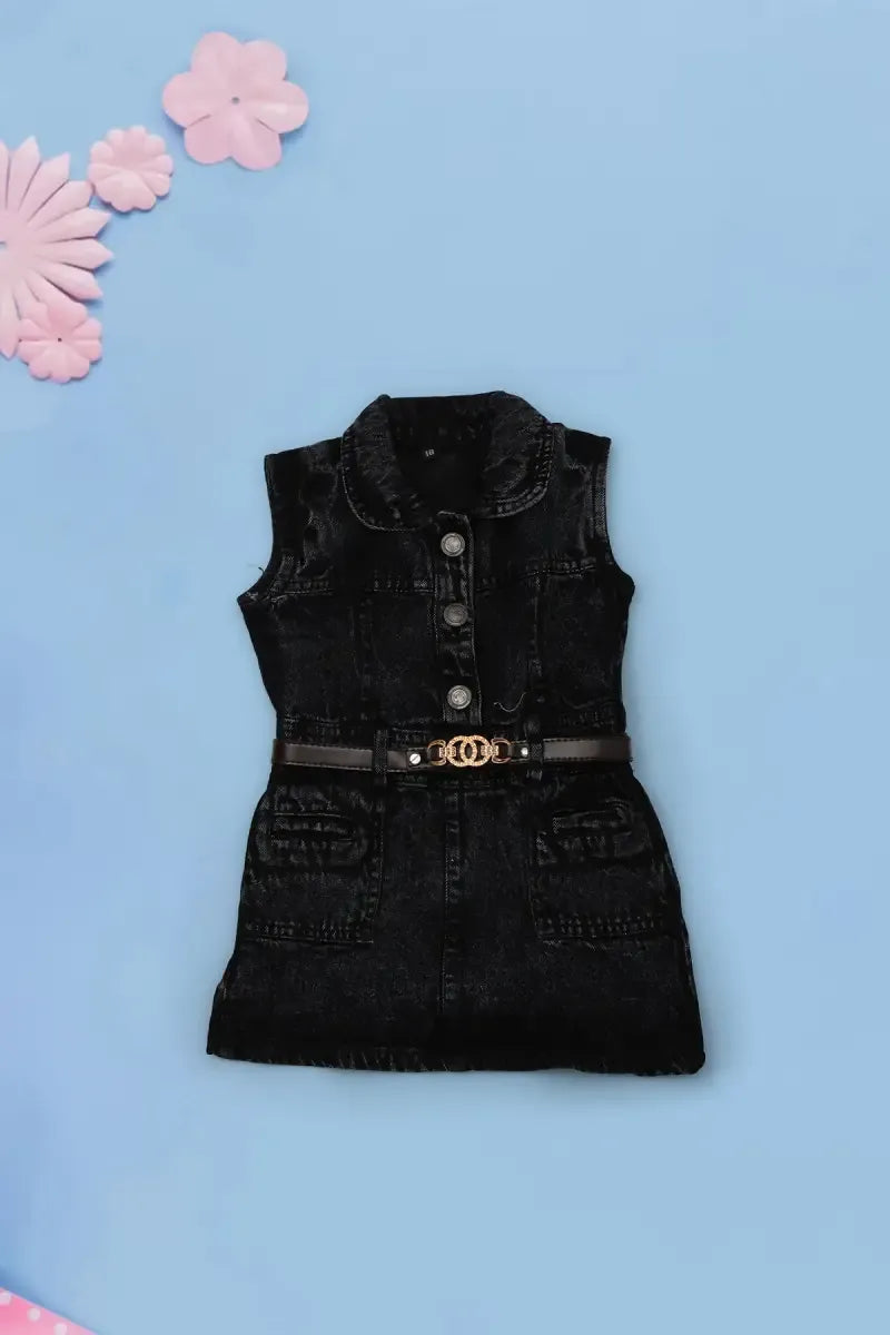 Denim Dress for Baby Girl - Black - View 3