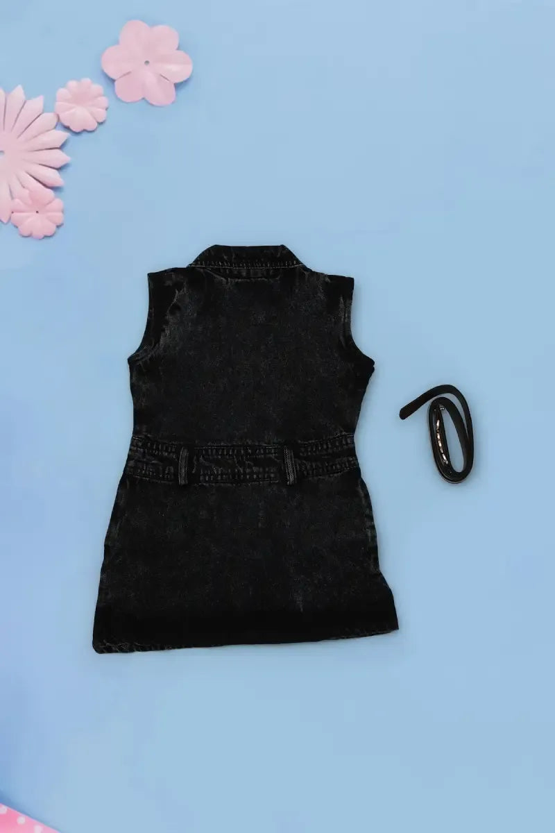 Denim Dress for Baby Girl - Black - View 4