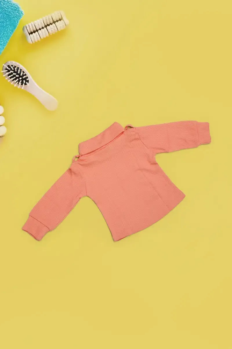 Corduroy T-Shirt with Dungaree for Just Born Girl (2-Piece Set) - Peach - View 9