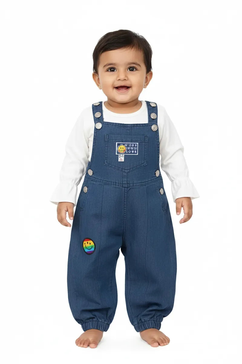 T-Shirt with Dungaree Set for Just Born Girl - Dark Blue - View 1