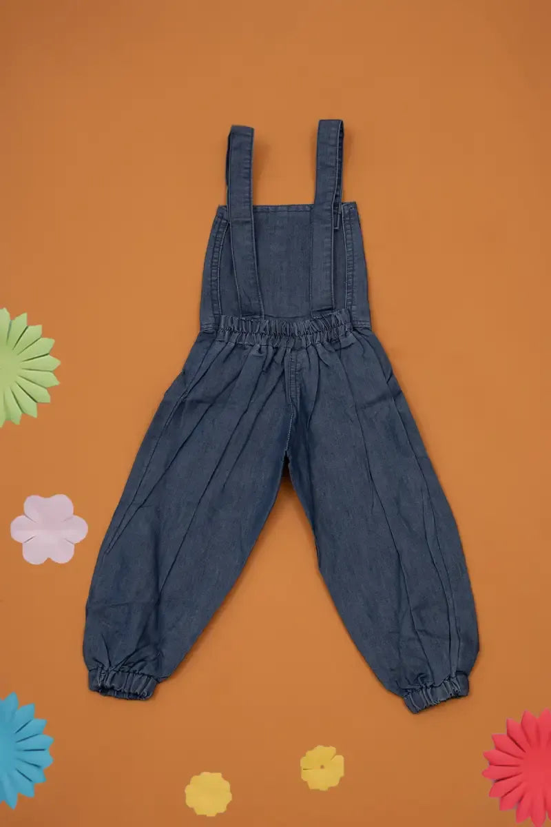 T-Shirt with Dungaree Set for Just Born Girl - Dark Blue - View 4