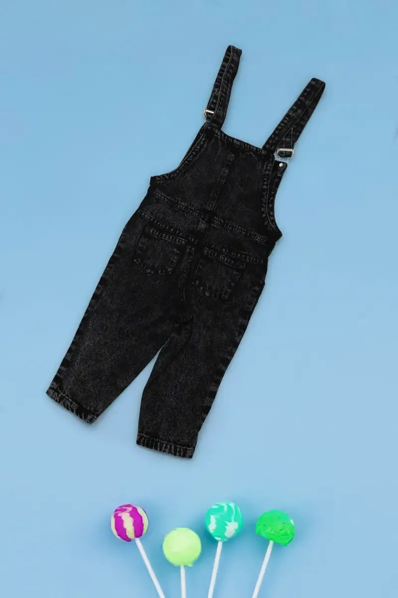 Just Born Girl's T-Shirt with Dungaree Set - Black - View 3