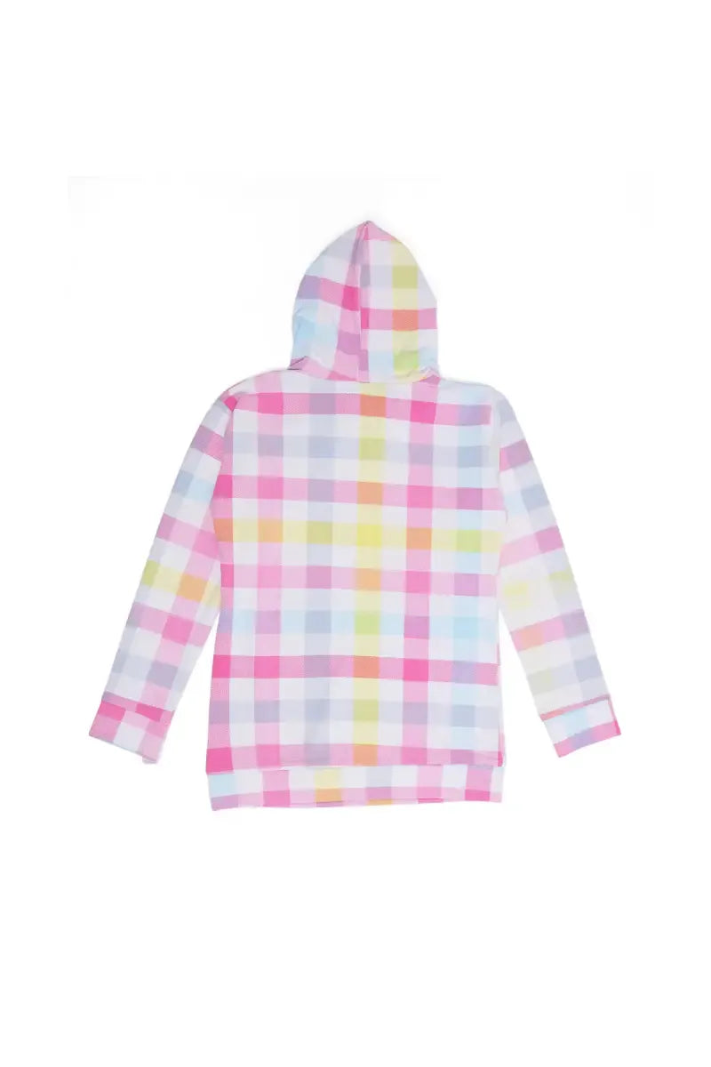 Polyester Checked Hoodie for Girls - Pink - View 2