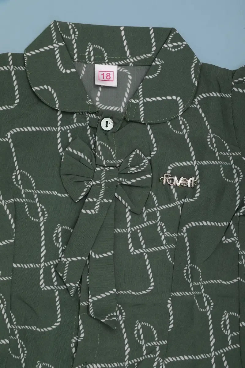Printed Top for Just Born Baby Girl - Grey - View 3