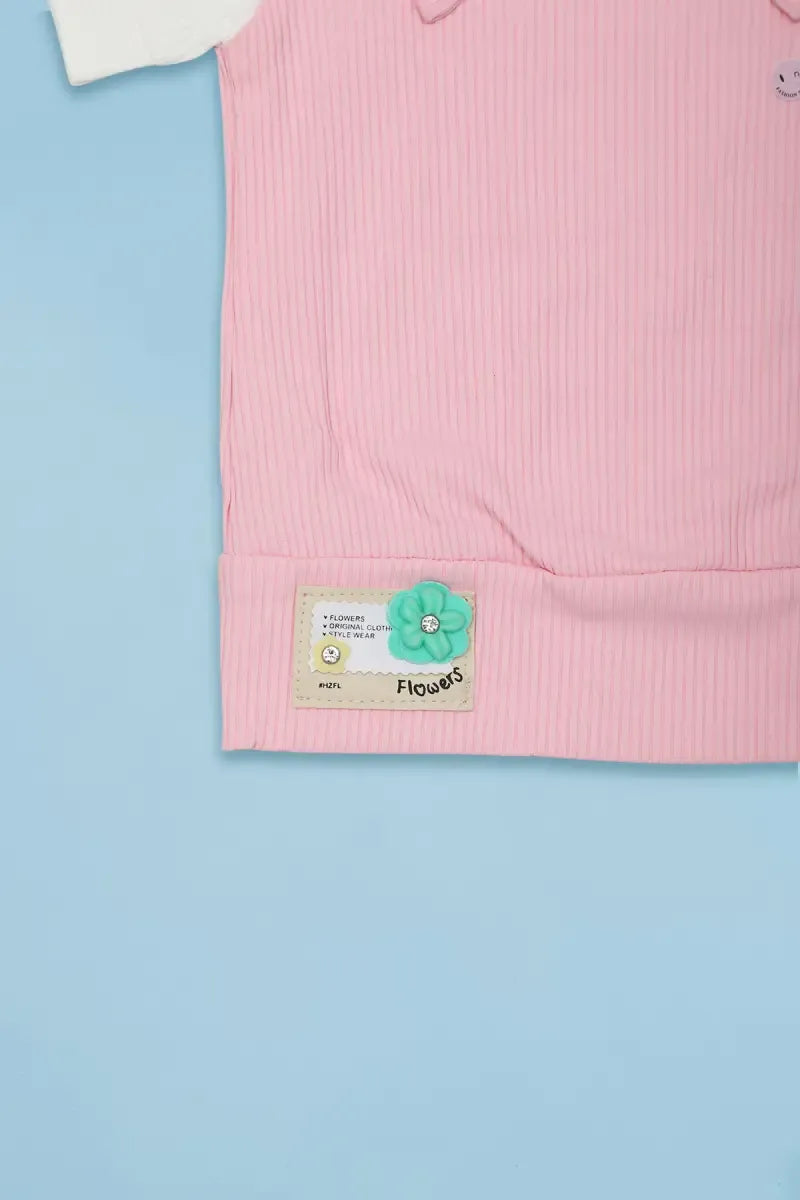 Corduroy Top for Just Born Baby Girl - Baby Pink - View 4