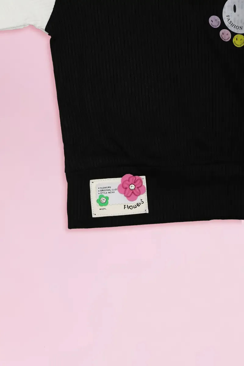 Corduroy Top for Just Born Baby Girl - Black - View 7