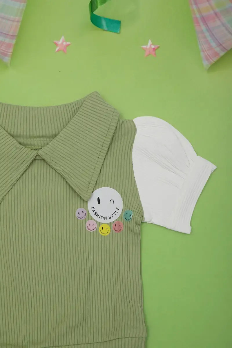 Corduroy Top for Just Born Baby Girl - Olive - View 19