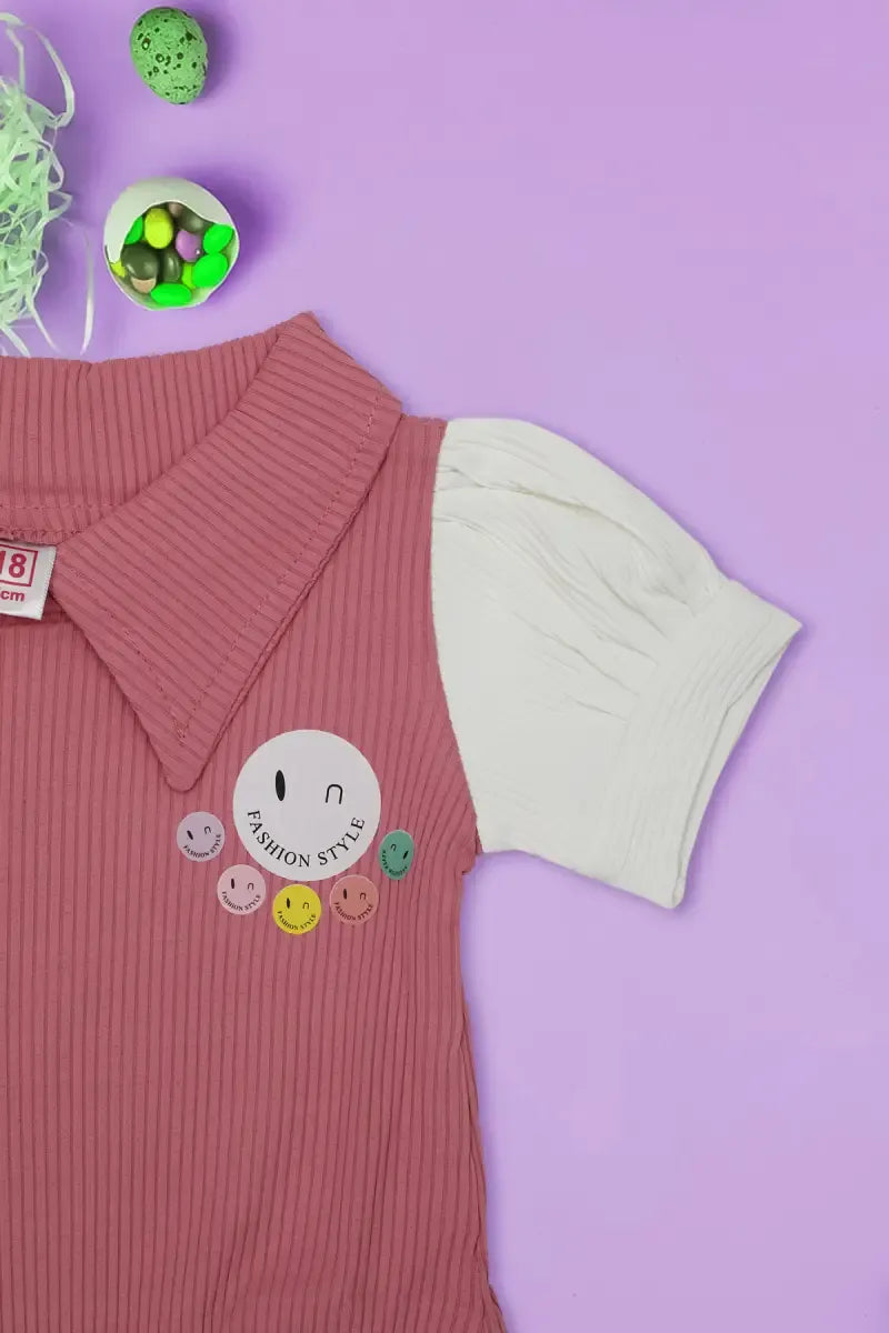 Corduroy Top for Just Born Baby Girl - Pink - View 26