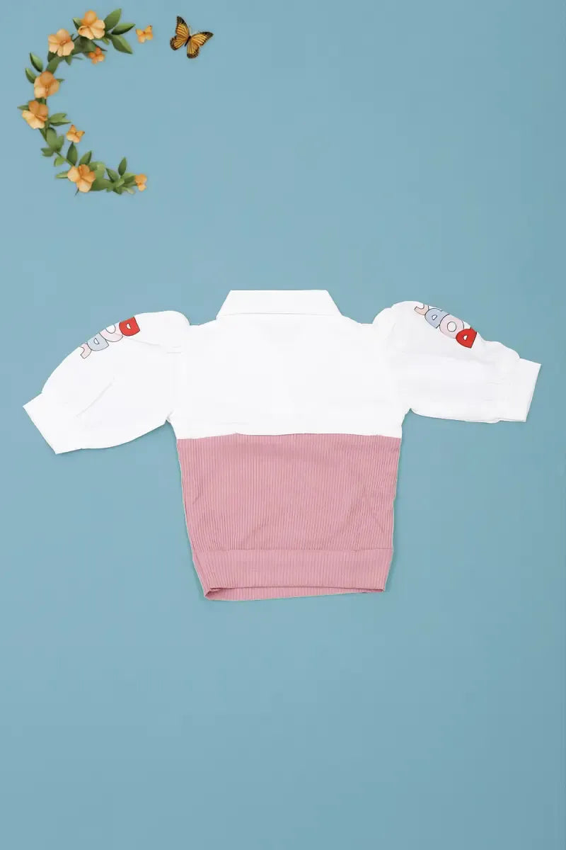 Baby Girl's Color Block Pattern Top - Dusty Pink - View 3