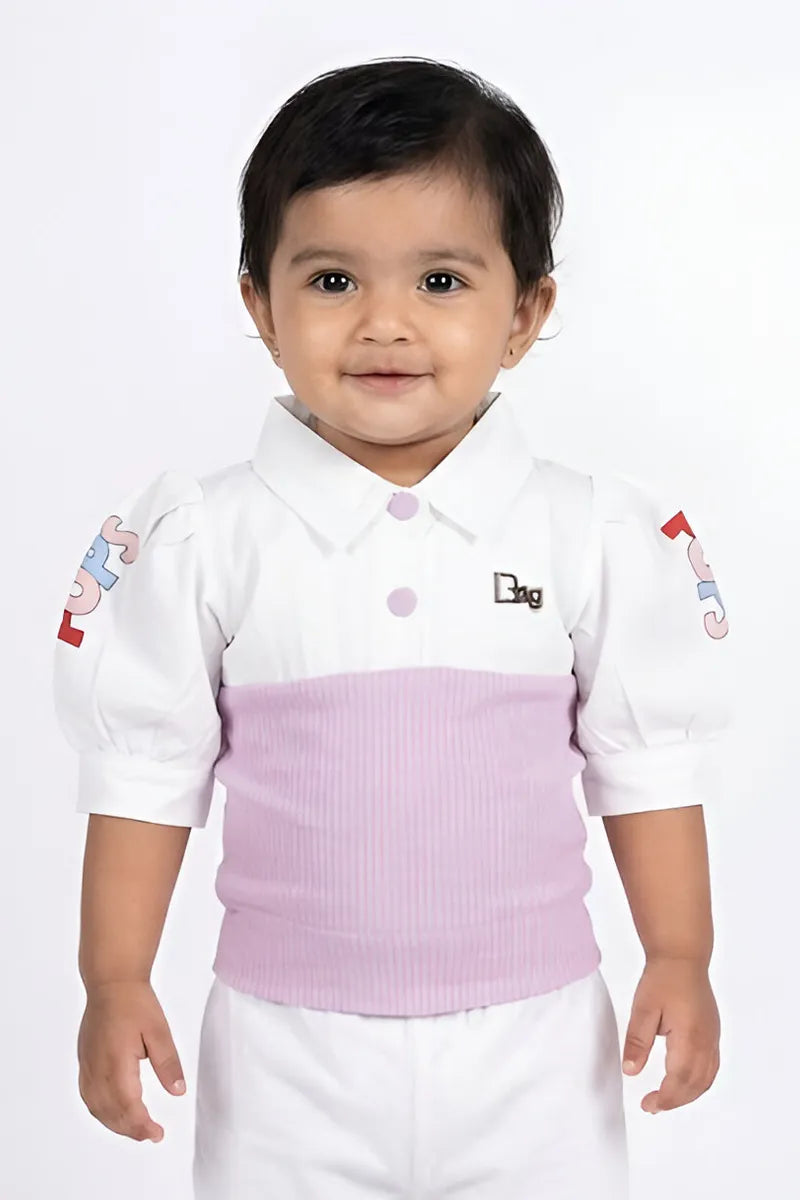 Baby Girl's Color Block Pattern Top - Lavender - View 4