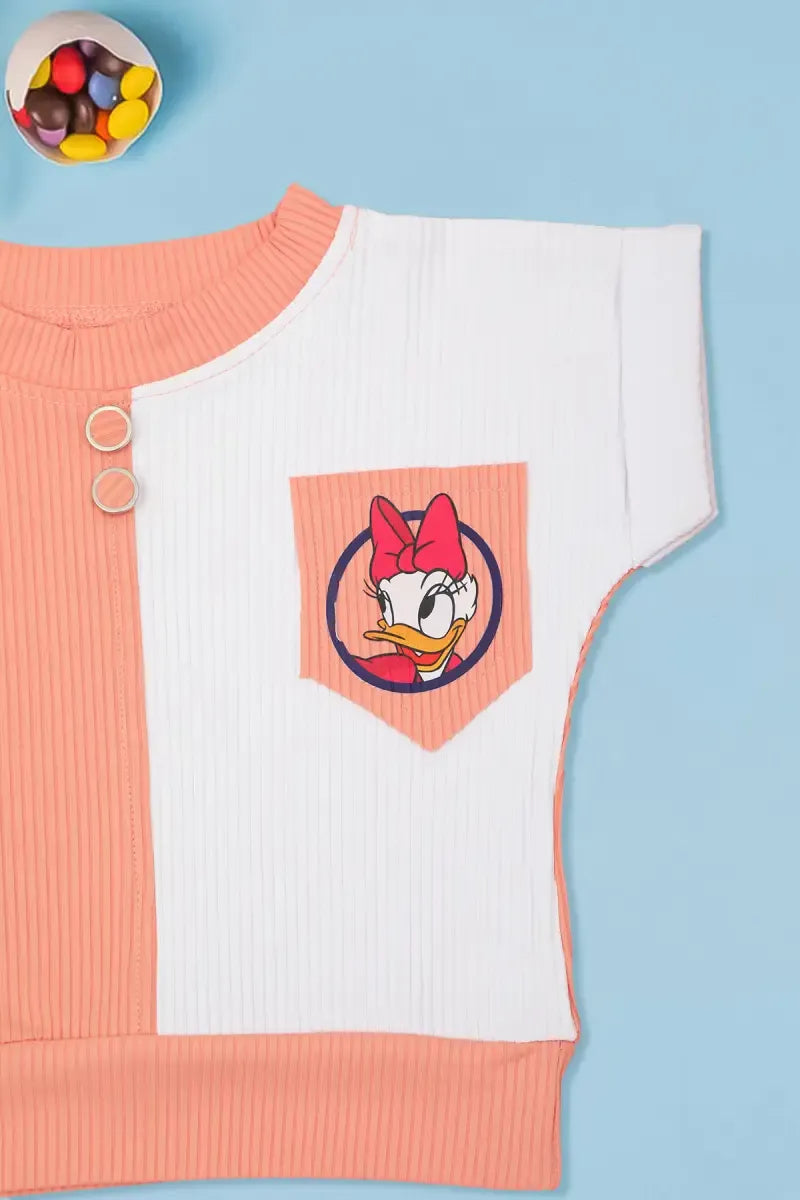 Baby Girl's Corduroy Printed Top - Peach - View 3