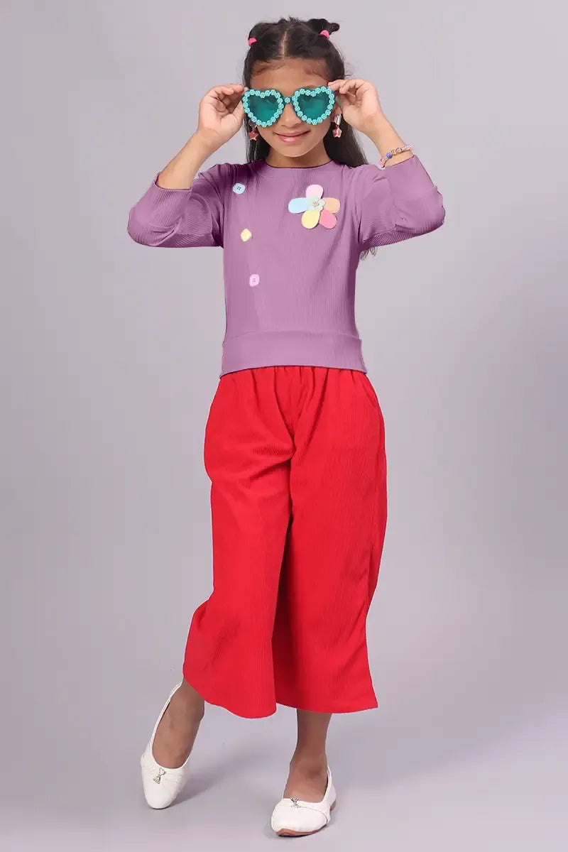 Girl's Corduroy Solid Top - Mauve - View 13