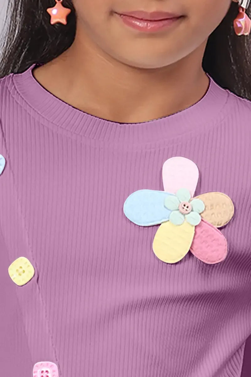 Girl's Corduroy Solid Top - Mauve - View 16