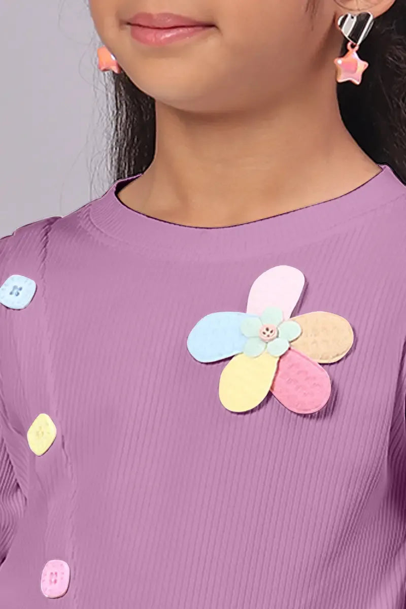 Girl's Corduroy Solid Top - Mauve - View 17