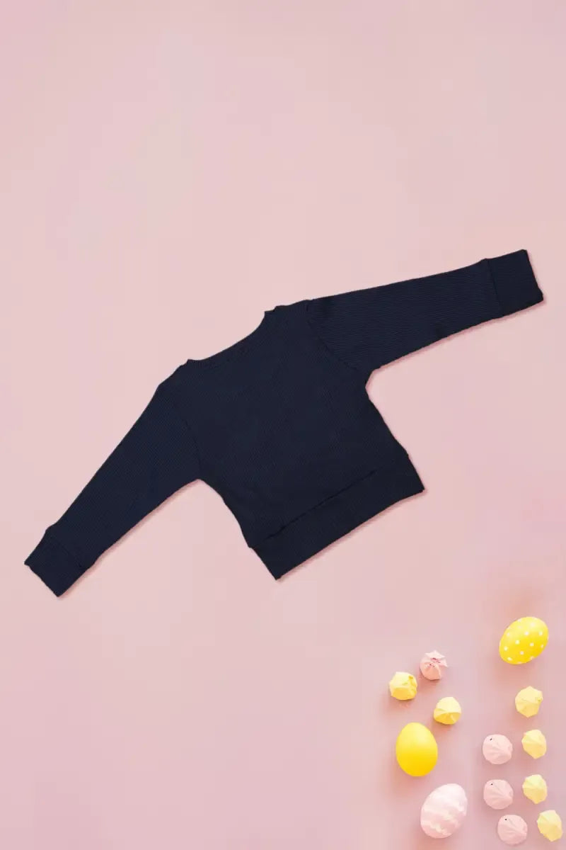 Corduroy Top for Just Born Baby Girls - Navy Blue - View 6