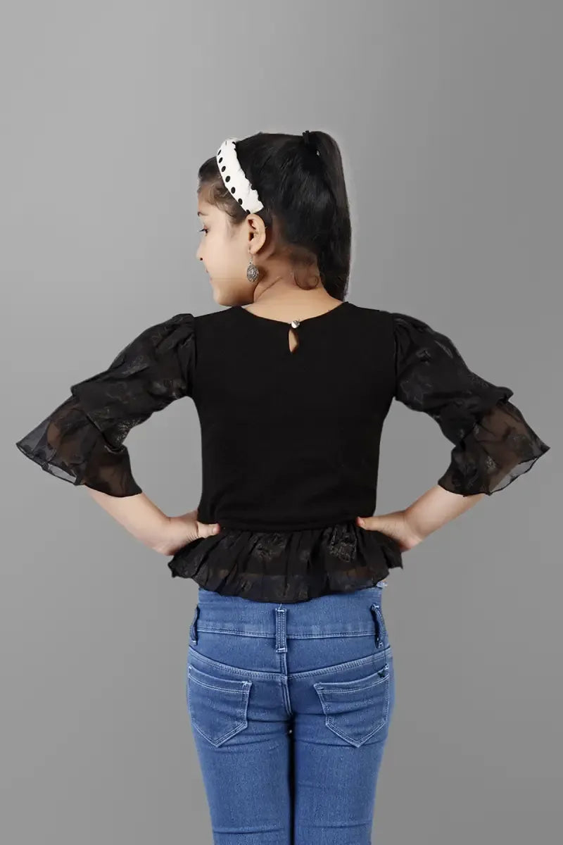 Girl's Cotton Blend Solid Tunic - Black - View 2
